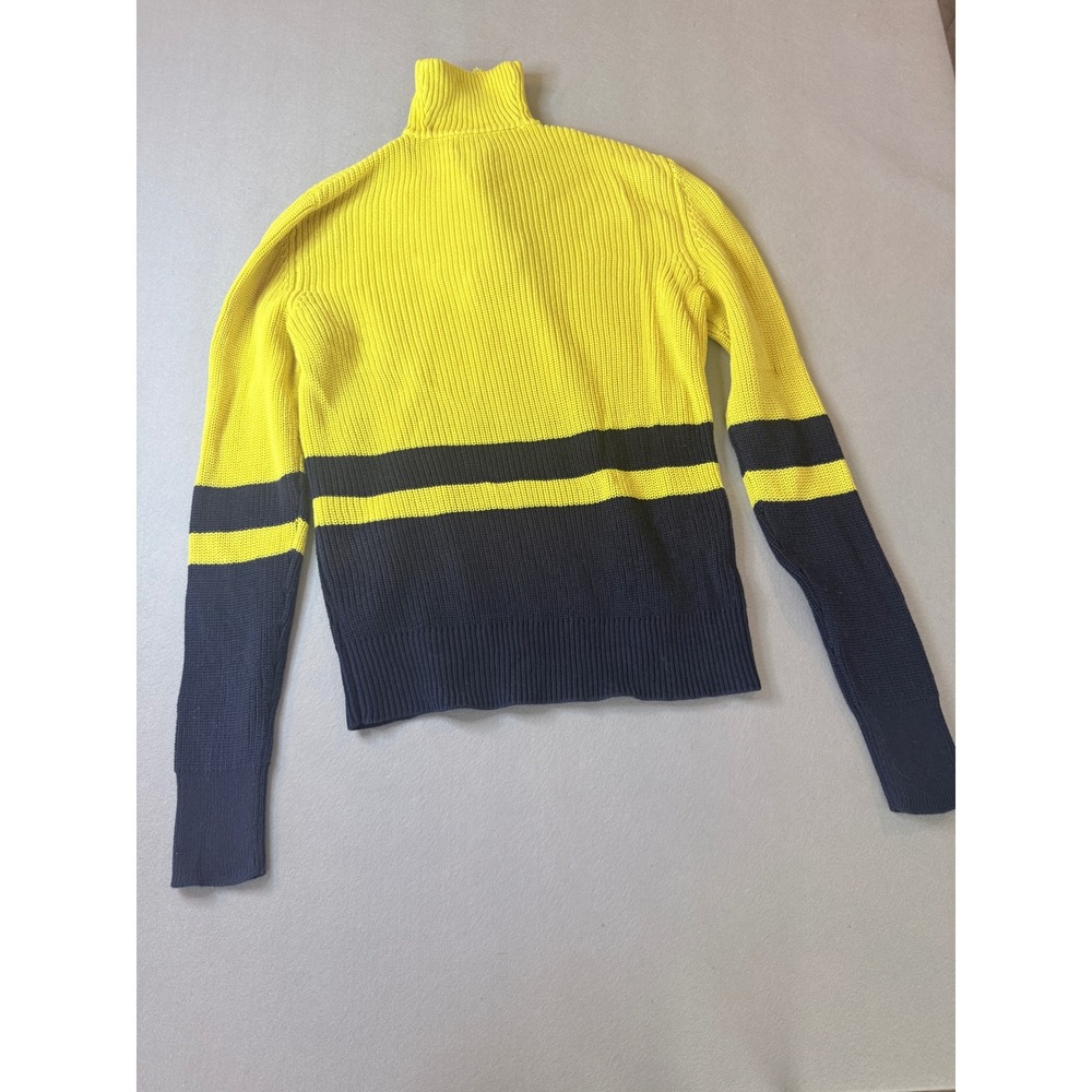 Lauren Active Ralph Lauren Yellow Navy Striped Quarter Zip Sweater S - Picture 7 of 7